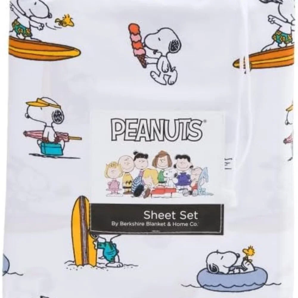Peanuts Snoopy Summer Beach Queen Size Sheet Set (surfing tubing ice cream) - Picture 1 of 1